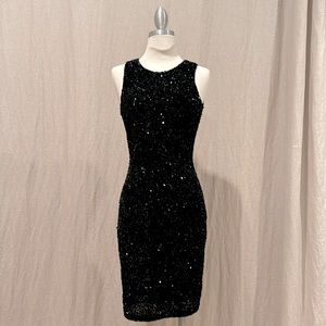 Black Sequined Cocktail Dress - French Connection A New Years Eve Holiday Outfit